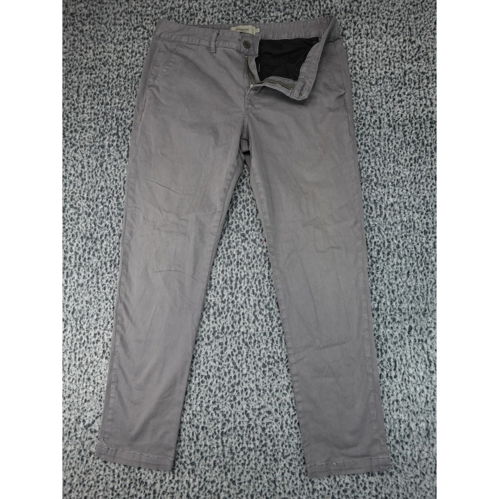 Hudson Chino Metal Mens 34 Grey Slim Straight Trousers Pants